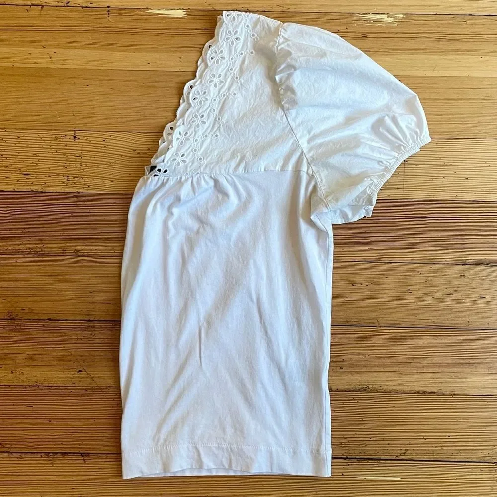 J. Crew Eyelet top with puff sleeves. Size M.